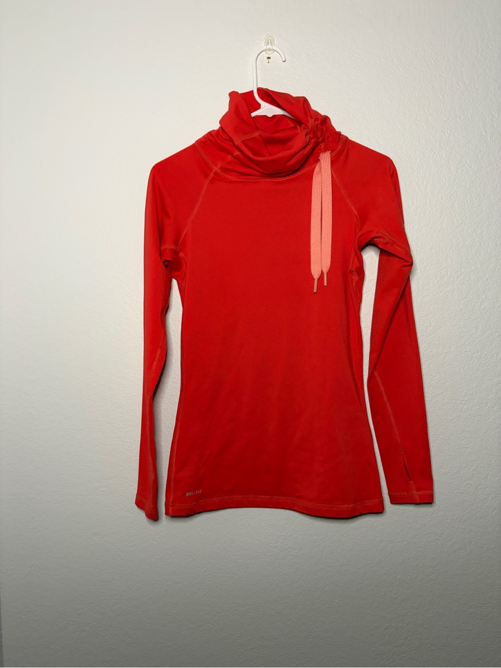 Nike Pro Dri-FIT Training Sweatshirt Drawstring Turtle Neck Coral Red Small